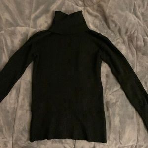black fitted turtleneck